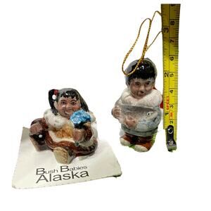 BUSH BABIES ALASKA Eskimo Little Critterz Forget Me Nots Salmon Ornaments